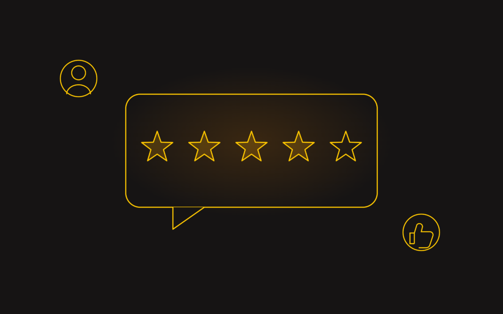 Five star customer reviews line art illustration