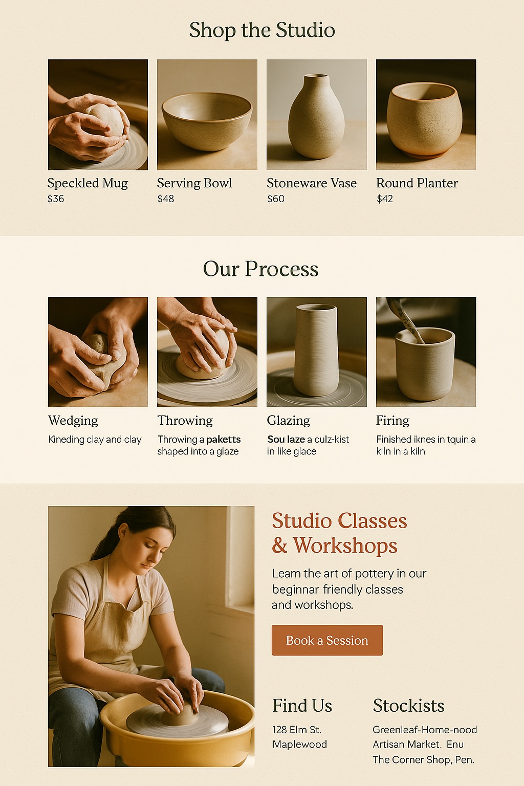 Kilnhouse Ceramics homepage design