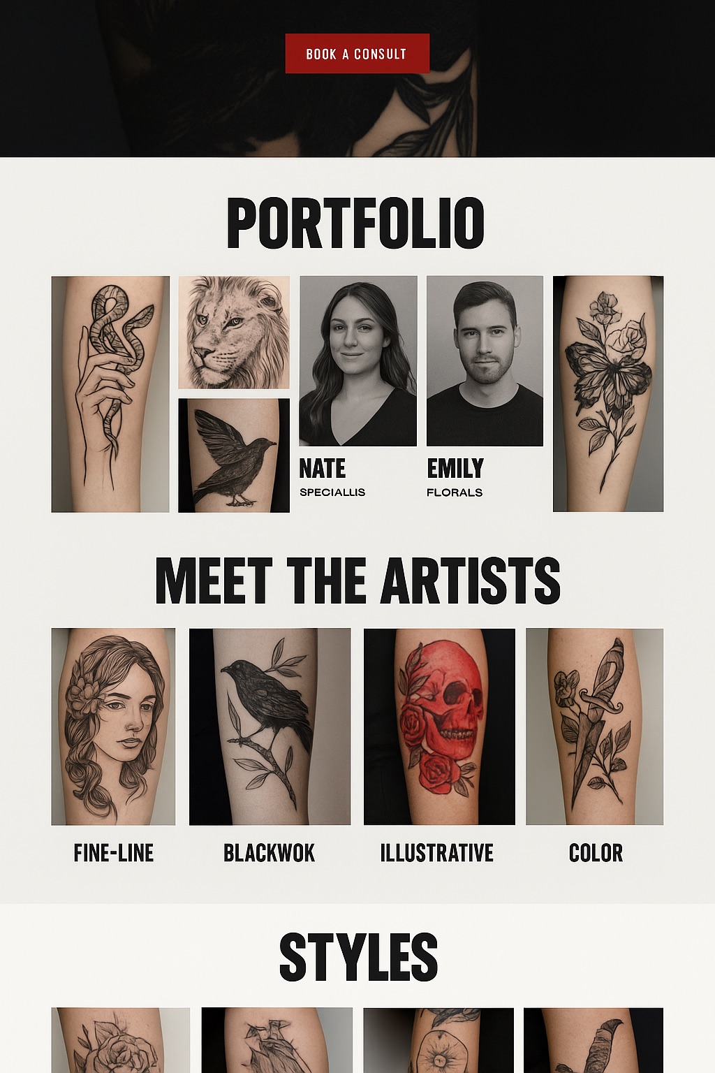 Blackbird Ink homepage design