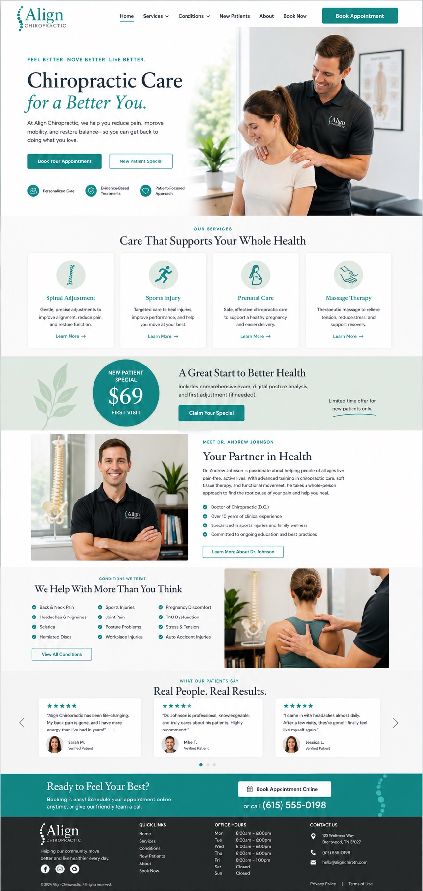Align Chiropractic homepage design