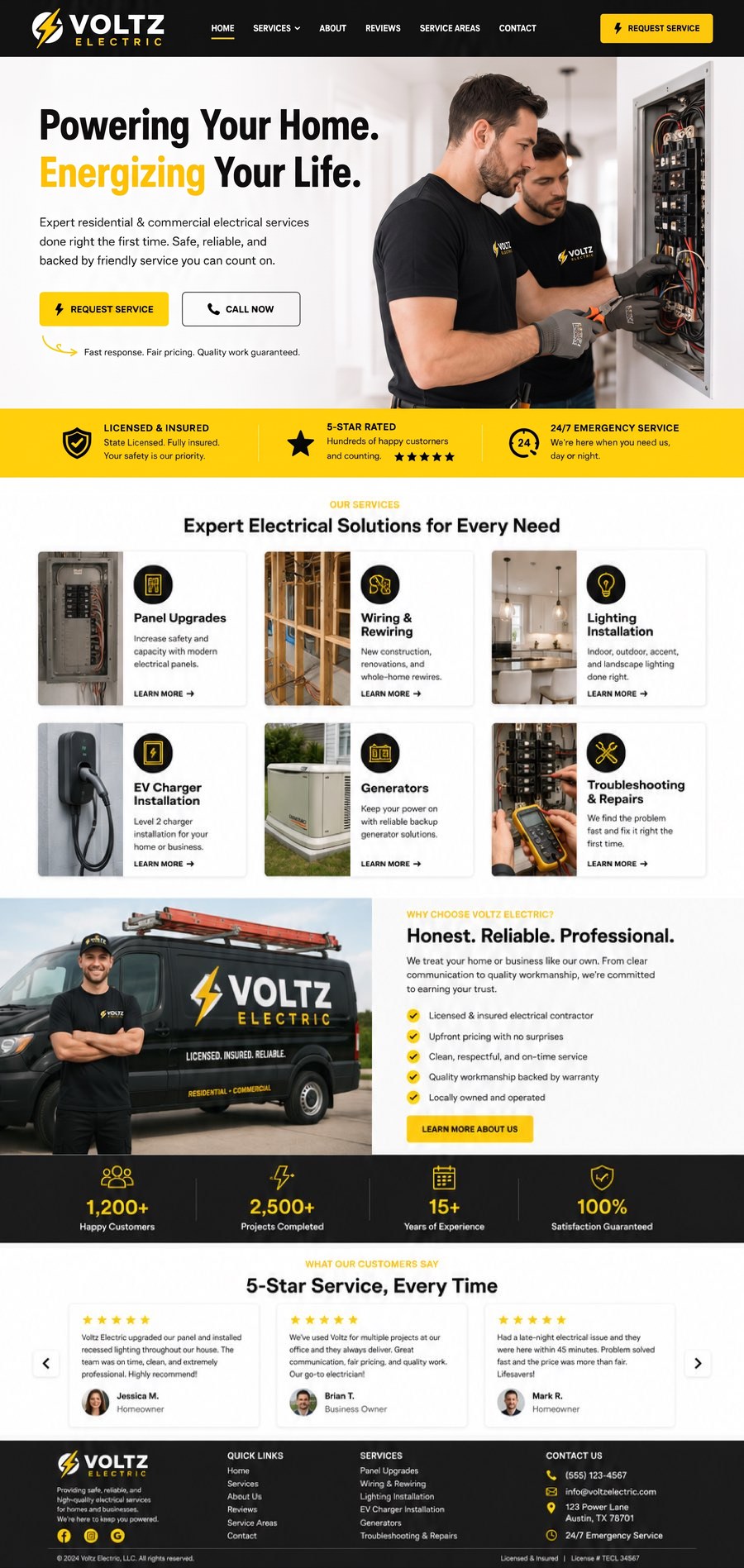 Voltz Electric homepage design