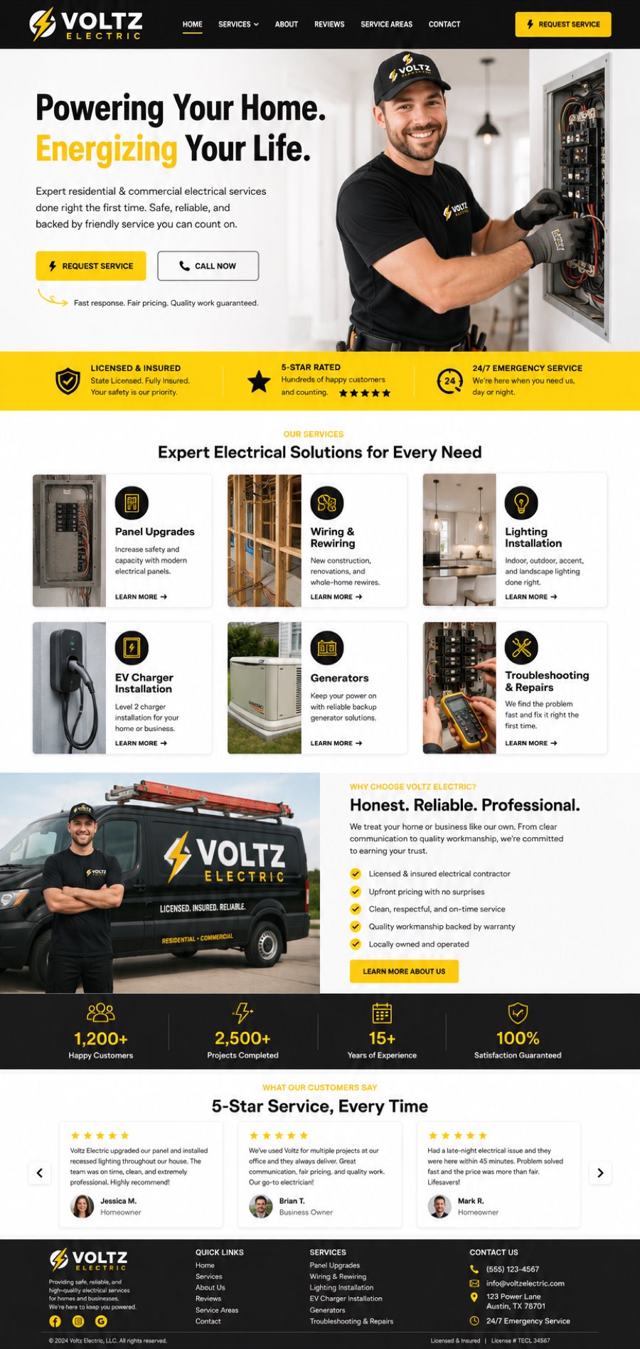 Voltz Electric homepage design