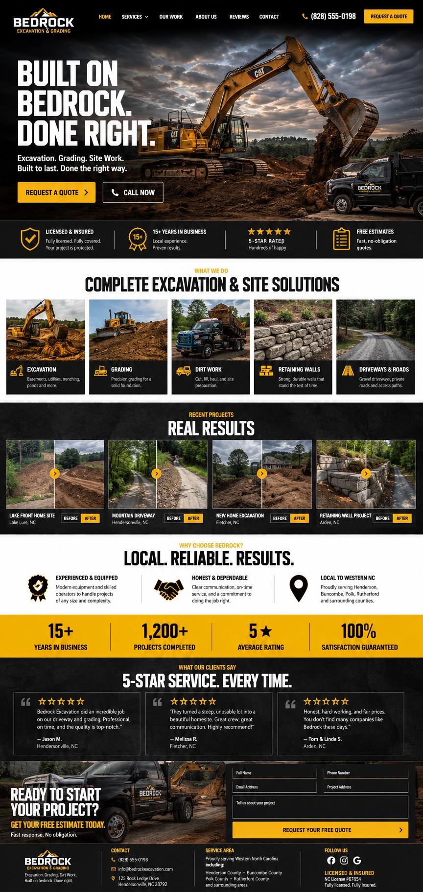Bedrock Excavation & Grading homepage design