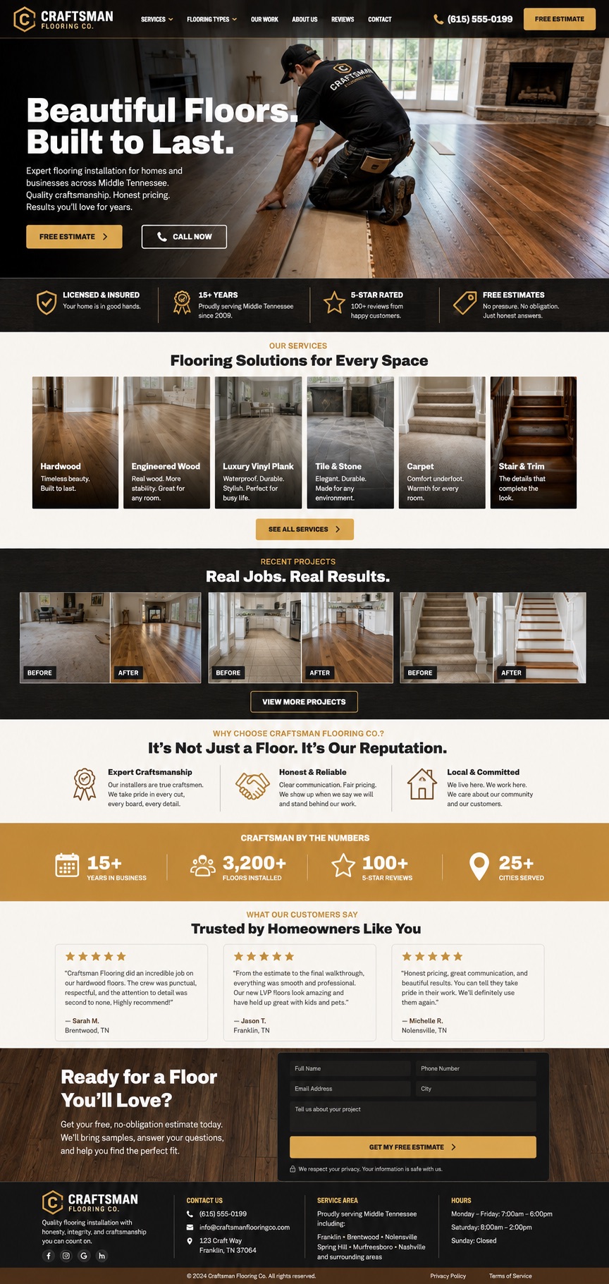 Craftsman Flooring Co. homepage design