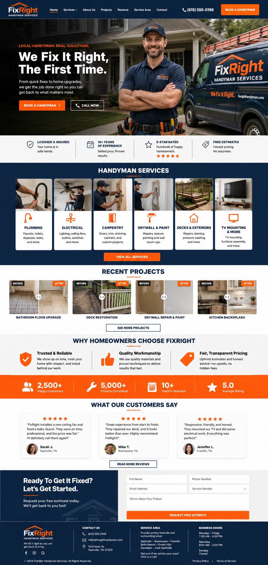 FixRight Handyman Services homepage design