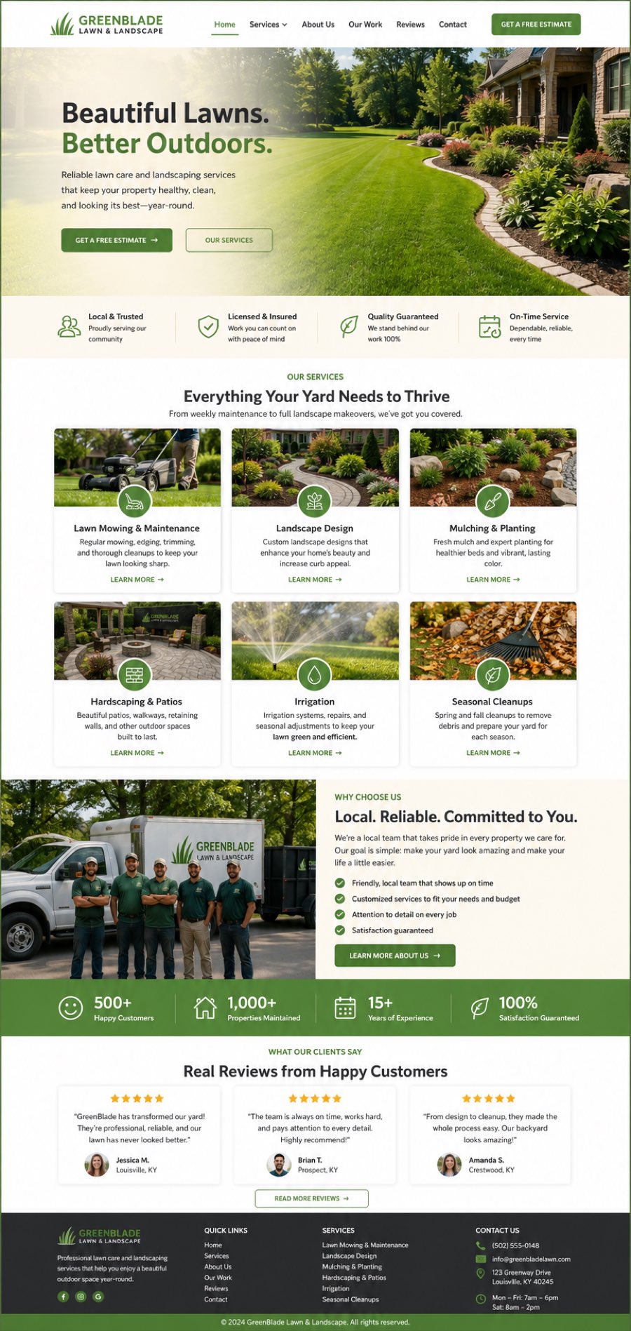 GreenBlade Lawn & Landscape homepage design
