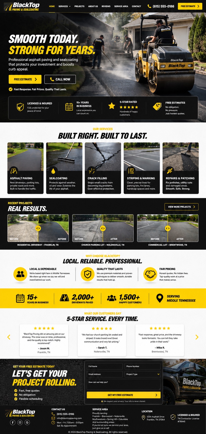 BlackTop Paving & Sealcoating homepage design