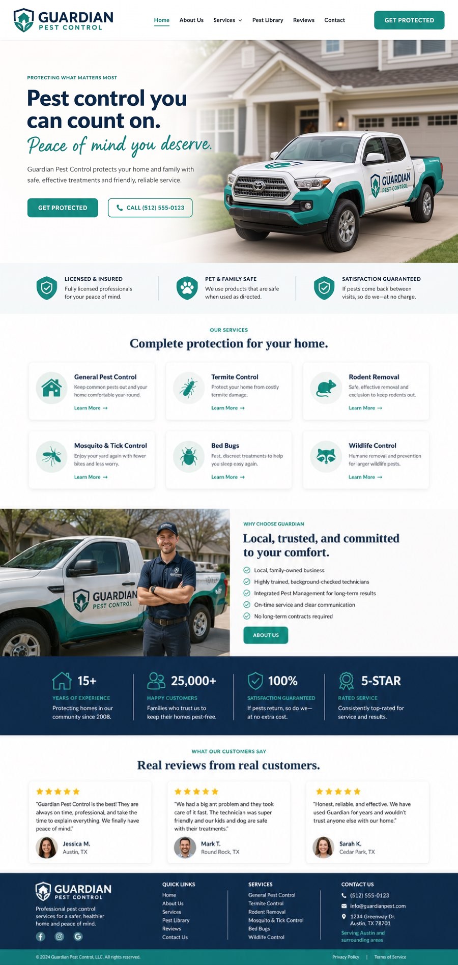 Guardian Pest Control homepage design