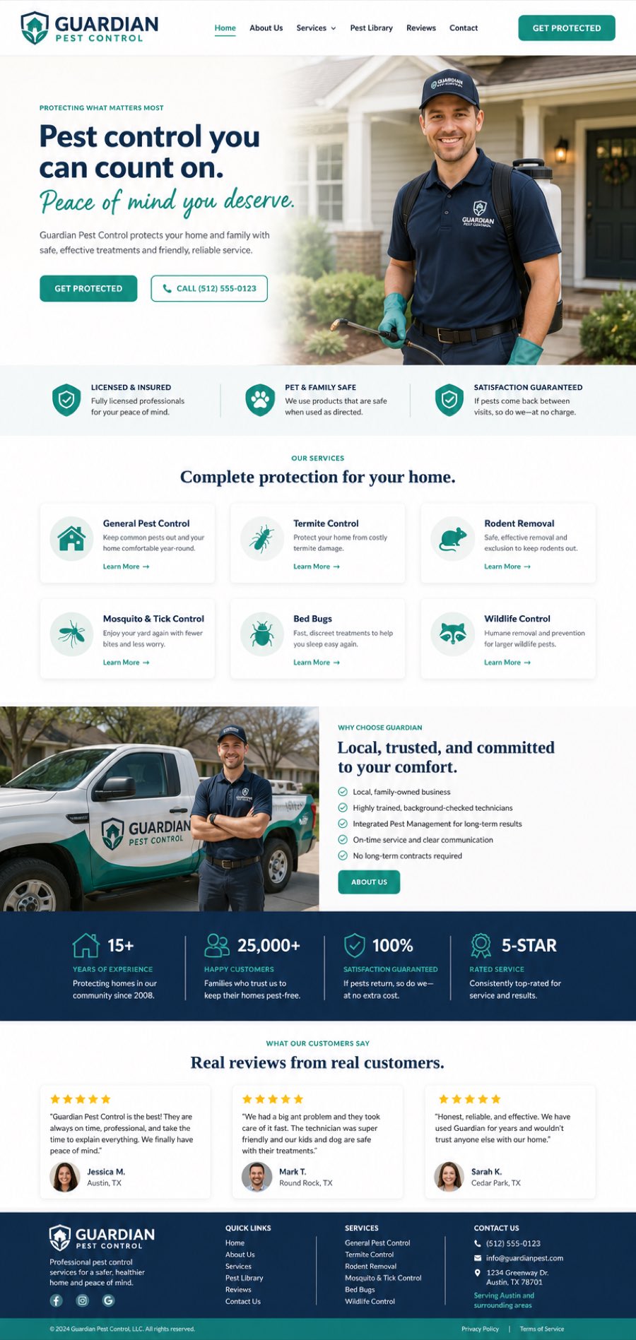 Guardian Pest Control homepage design