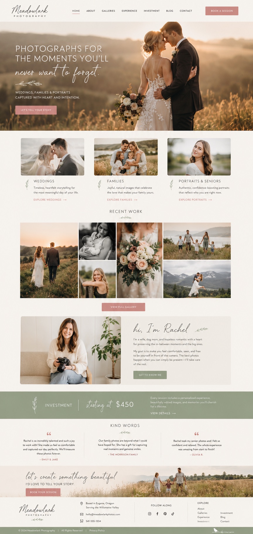 Meadowlark Photography homepage design