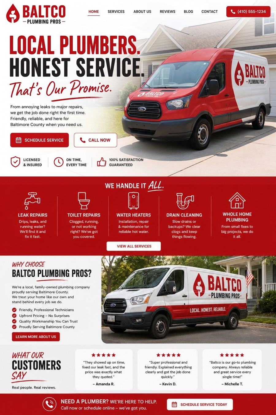 BALTCO Plumbing Pros homepage design