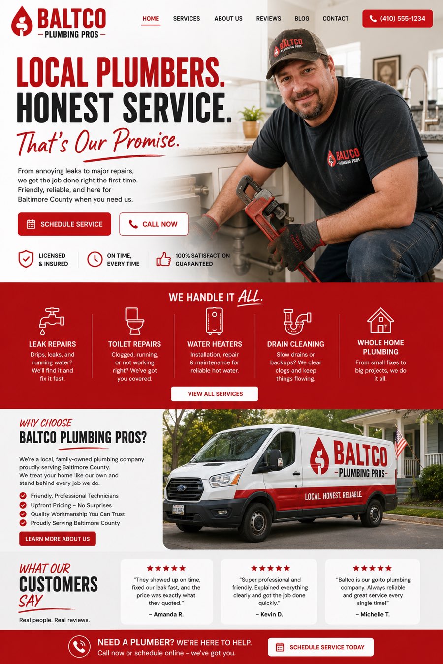 BALTCO Plumbing Pros homepage design