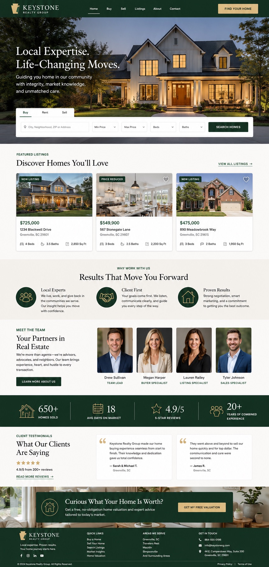 Keystone Realty Group homepage design
