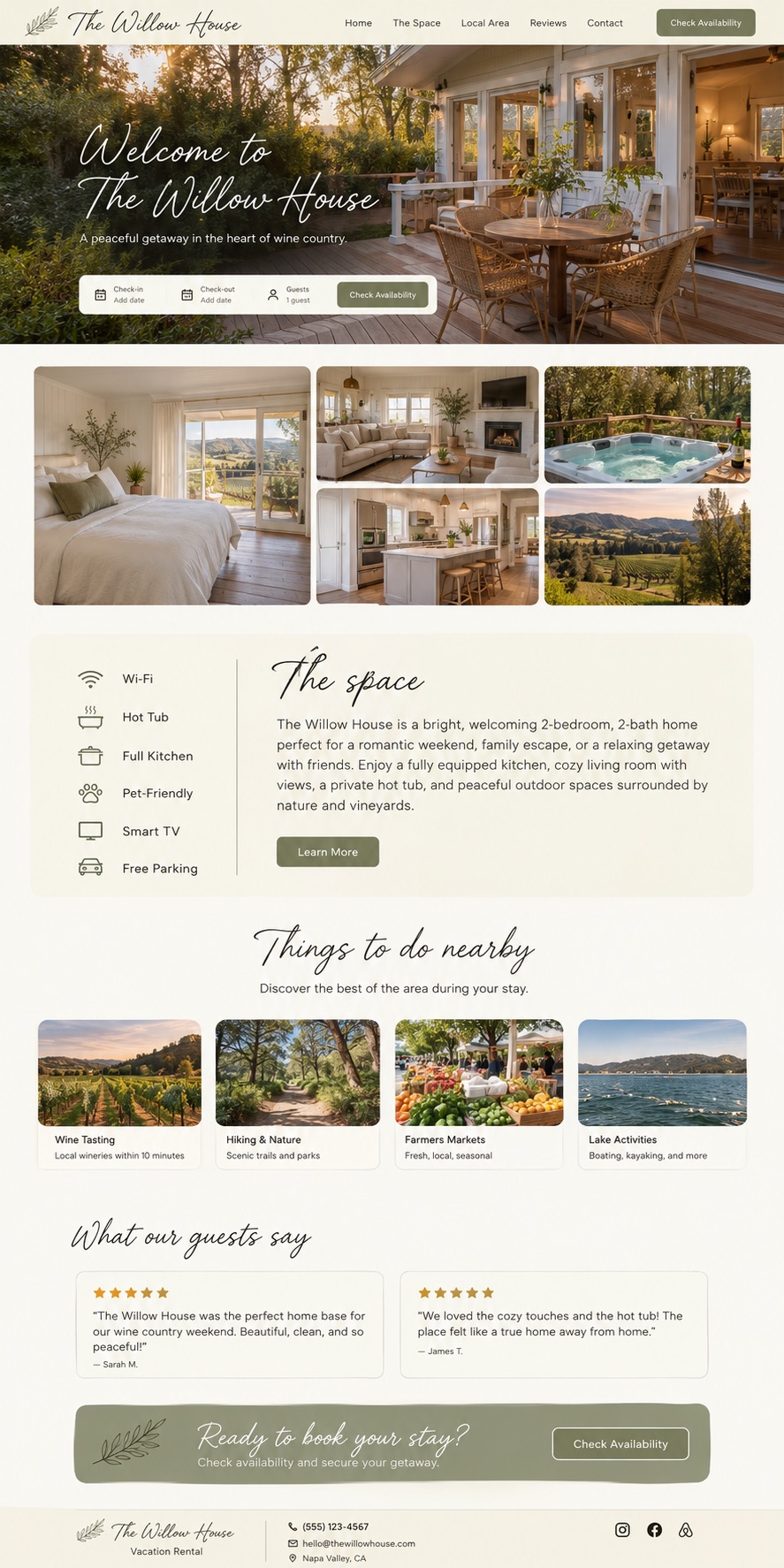 The Willow House homepage design